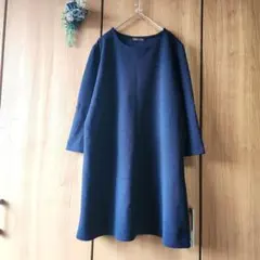 ☘️【メリリー】ジャガード チュニック ロールアップ ネイビー 楽チン