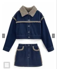 GRL ボアデニムジャケット×ミニスカート セットアップ[nh185]