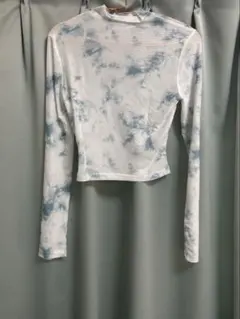タイダイ柄シアーメッシュ長袖トップス
