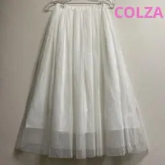 ホワイト フレアスカート チュール 白 レース ふんわり ロング COLZA M