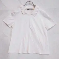 ザラ フリル襟付きポロ レイヤード風 半袖Tシャツ ホワイト（S）