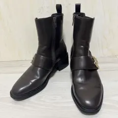 美品　RANDA 22.5cm モノグラム サイドゴアショートブーツ レザー