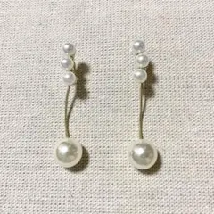 ⭐️匿名配送⭐️パールピアス 3連 ロング s925 2way 大ぶりプチプラ