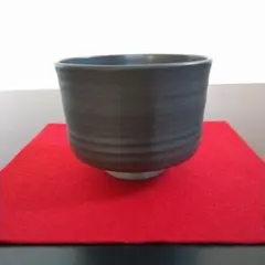 抹茶茶碗 筒茶碗 茶道具 手造り焼物 陶芸 陶器 七飯窯 伊藤英実(英秋)造