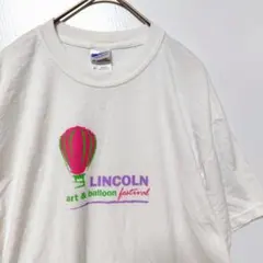 ギルダン 半袖 Tシャツ クルーネック 熱気球 プリント L 白 綿混 夏のサムネイル