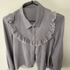 INGNI グレー フリル付き 長袖ブラウス M