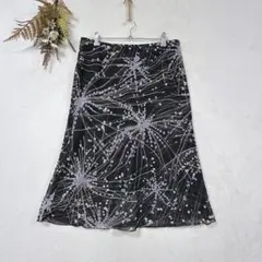 シフォンフレアスカート 総柄 ミモレ丈 上品 軽やか 裏地付き きれいめ M相当のサムネイル