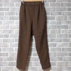 レプシィム　起毛タックテーパードパンツ　チェック柄　秋冬　ブラウン　美品