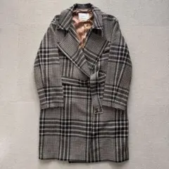 INED イネド トレンチ コート タータン チェック ロング ベルト 7号