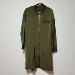 【 M 】ロングブルゾン ジャケット 薄手 秋冬 オリーブグリーン