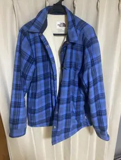 THE NORTH FACE 青系チェックネルシャツ M