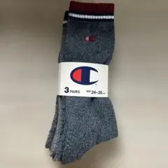 champion ソックス3足　24〜26cmサイズのグレーのラインソックスのサムネイル