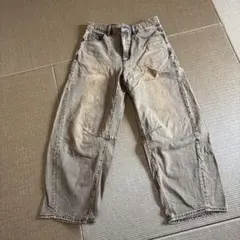 gu バレルレッグジーンズ　丈短め　L ブラウン
