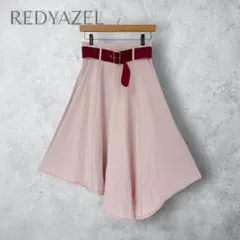 【REDYAZEL レディアゼル】　ウエストベルト付き　フレアスカート　ピンク