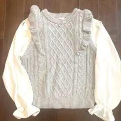 Honeys. ベストニット付ブラウス　Sサイズ