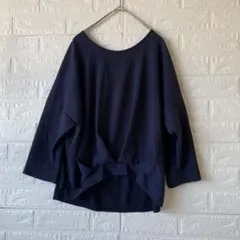 Sycomore blanche ネイビー オフショルダー ルーズフィットシャツ