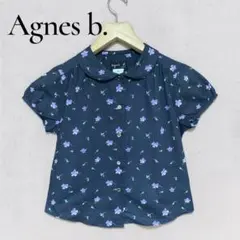 agnes b. アニエスベー 花柄 丸襟 半袖シャツ ネイビー 日本製 2のサムネイル