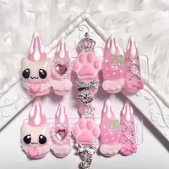 ネイルチップ 量産型 平成女児 女児ネイル ゴテゴテ いちご りぼん ハート