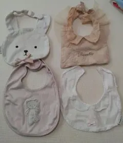 女の子 スタイ 4点セット（記名1枚あり）