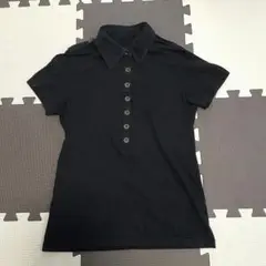 lipstarブラック半袖ポロシャツ 肩ボタン付きサイズ2(Mサイズ相当)