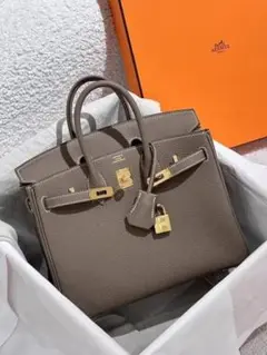 エルメス グレー レザー ショルダーバッグ