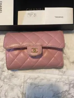 【希少】CHANEL シャネル　マトラッセ　ラムスキン　財布　ピンク
