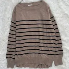ジーユー ボーダー長袖ニット セーター ベージュ M 秋冬物　シンプル　ゆったり