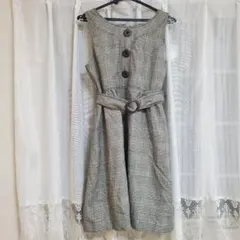 千鳥格子柄ワンピース　ミニスカート　ベルト　タータンチェック　ジャンパースカート