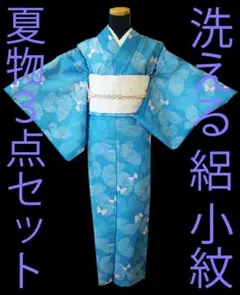 「値下げ交渉ＯＫ！」夏物 洗える ポリエステル 絽 小紋 セット Ｂ３２５