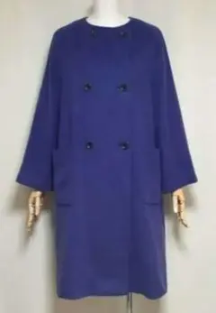 UNITED ARROWS＞Aラインノーカラーミドル丈 コート-ロイヤルブルー
