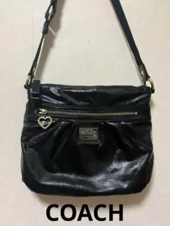 コーチ COACH ブラック ショルダーバッグ ポピー ハート 黒