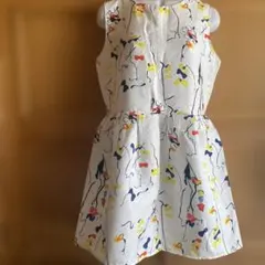 ノースリーブ ワンピース ホワイト リボン柄　新品　XL