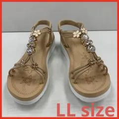 新品☆レディース☆LLサイズ 24.0-24.5cm☆花柄サンダル☆茶色