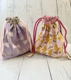 ハンドメイド　コップ袋.巾着袋2枚セット