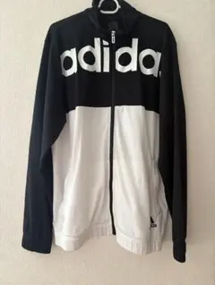 【adidasアディダス】トラックジャケット ビッグロゴ 切替 白黒 ジャージ
