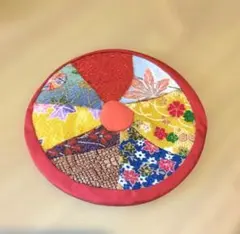 和柄ポーチ　円形　パッチワーク　ハンドメイド