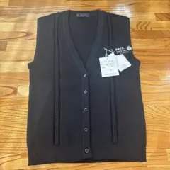 La MuGi 黒 リブ編み ニットベスト Lサイズ