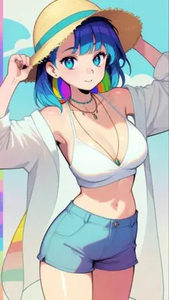 ビキニスタイルのイラストポスターa4紙沢光額付き発送♥数量限定