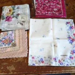 【Burberry等】ブランド花柄ハンカチ4枚セット