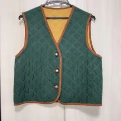 古着ベスト/リバーシブル ベスト 緑とオレンジ