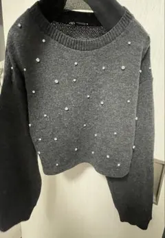 zara ビジュートップス　ビジュー　ビジューニット