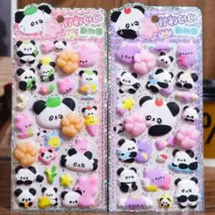 259ぷっくり肉球シールドロップ3D立体 ボンボンおしりパンダシール2枚