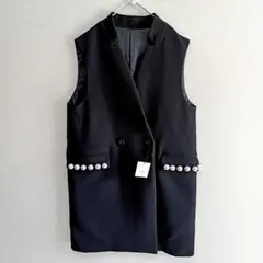 エムドット　新品　パールジレ　ロングベスト　ビッグパール　パールベスト