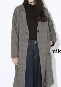 niko and... ☆ グレンチェック ノーカラーコート ③