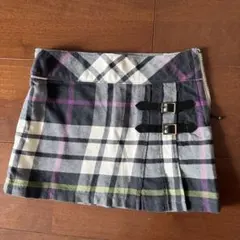 hakka kids グレー系チェック サイドジッパー スカート 110㎝