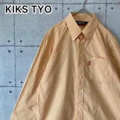 キックス ティーワイオー　ギンガムチェック　長袖BDシャツ　日本製　オレンジ　M