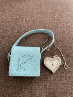 【電池交換済】ハワイ限定 ハート型 バッグチャーム時計 イルカ刺繍ケース付 希少