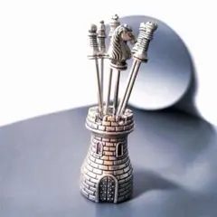新品箱付 シルバープレート カクテルピック フルーツピック チェス ヴィンテージのサムネイル