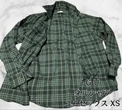 GU ネルシャツ ユニセックス XS グリーン系チェック