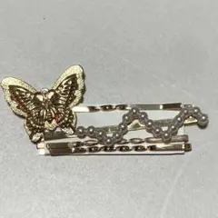 ヘアピン ゴールド 蝶 パールまとめ売り